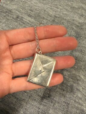 Antique Silver Envelope Pendant Necklace